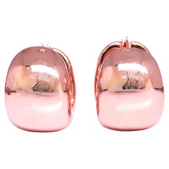 Semi Hoop High Shine Wide Lever Clip Earrings 14kt Gold 12583*