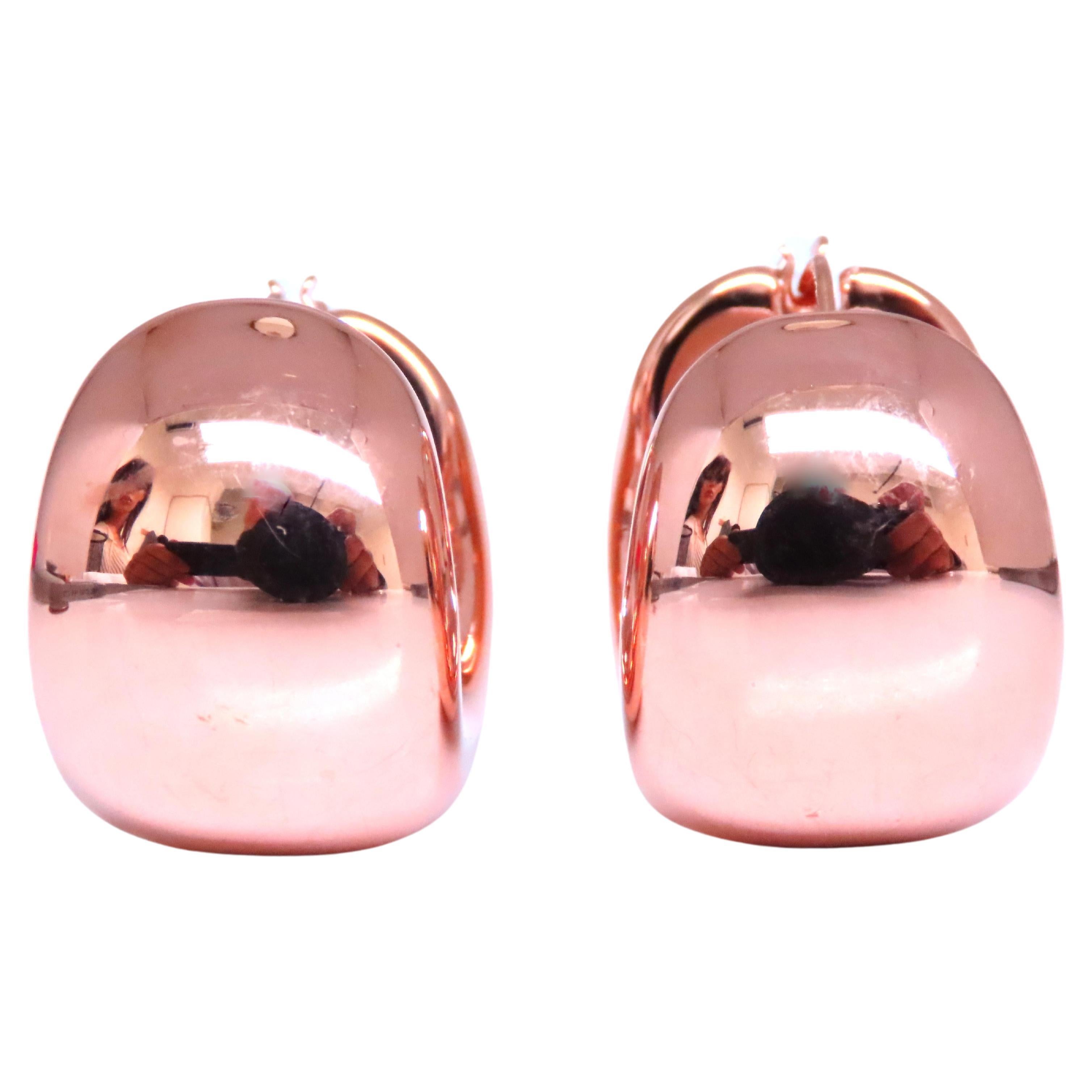 Pendientes semi aro de clip de palanca ancha de alto brillo Oro de 14 kt 12583