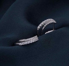 Pendientes semi aro de moissanita Plata de ley 925 Pendientes de diseño único para ella