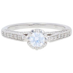 Vintage Semi-Mount Engagement Ring, 14 Karat White Gold Center .33 Carat