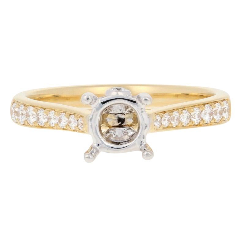 Semi-Mount Engagement Ring 18 Karat Gold Fits Center with Diamonds .26 Carat For Sale