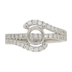 Semi-Mount Engagement Ring 18 Karat Gold for Solitaire Diamond Accents .62 Carat