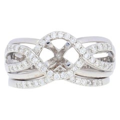 Semi-Mount Engagement Ring and Wedding Band, 14 Karat Gold Center Halo .50 Carat