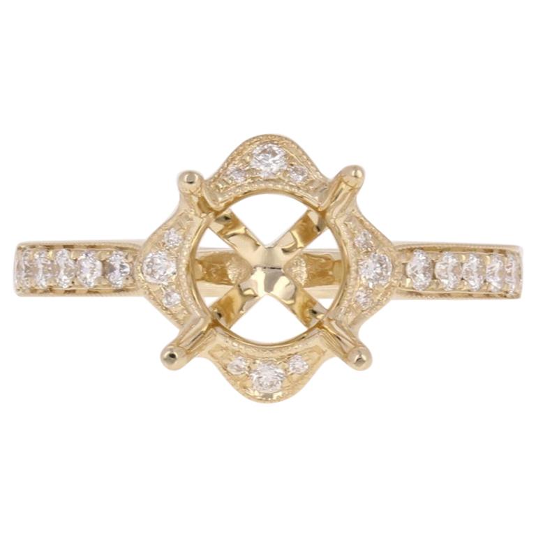 Semi-Mount Halo Engagement Ring, 14 Karat Gold Diamonds Round Brill .25 Carat