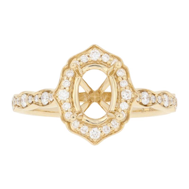 Semi-Mount Halo Ring 14 Karat Gold Engagement for Center with Diamonds .26 Carat