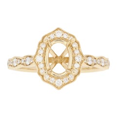 Semi-Mount Halo Ring 14 Karat Gold Engagement for Center with Diamonds .26 Carat