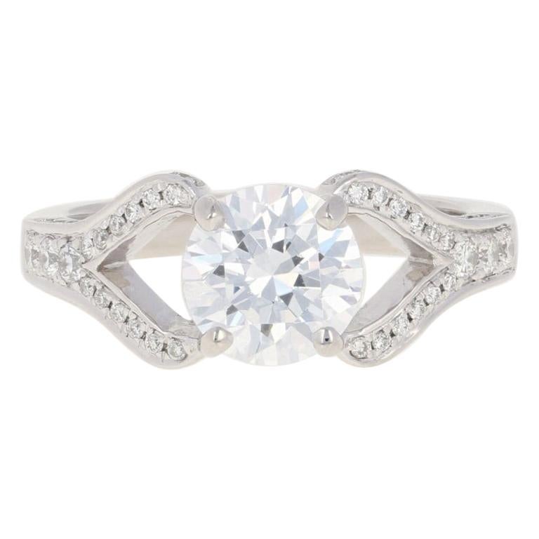 Semi-Mount Ring, Platinum Engagement Diamonds Round Brilliant .38 Carat