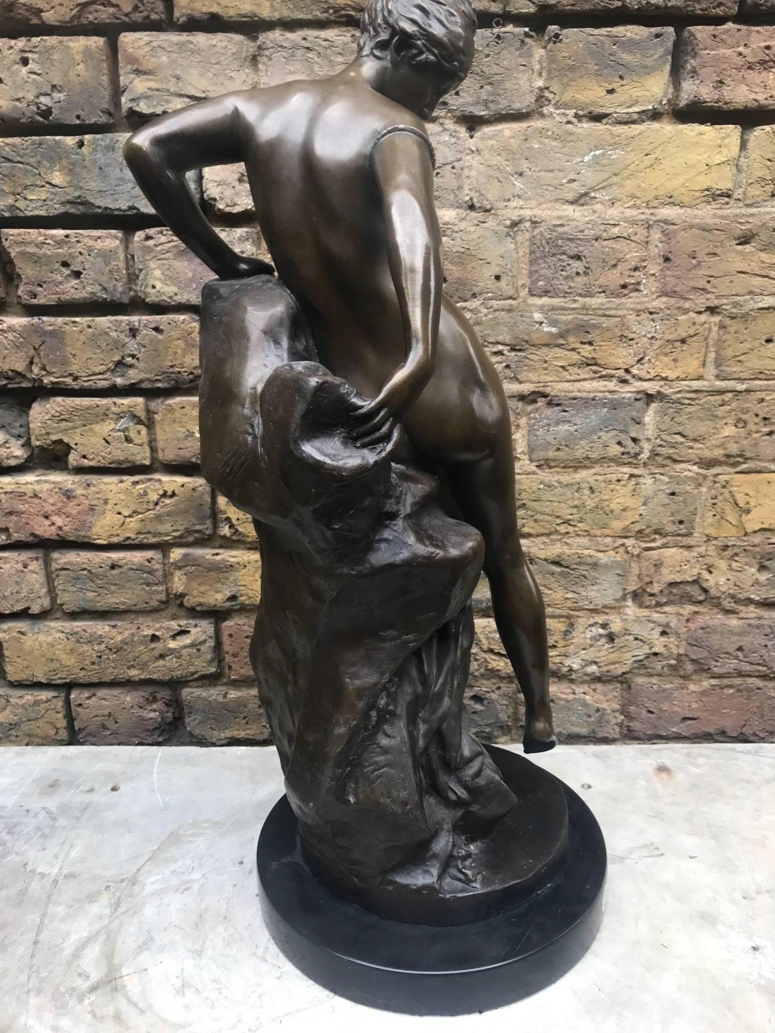 English Semi Nude 19th Century Bronze Statue of a Woman