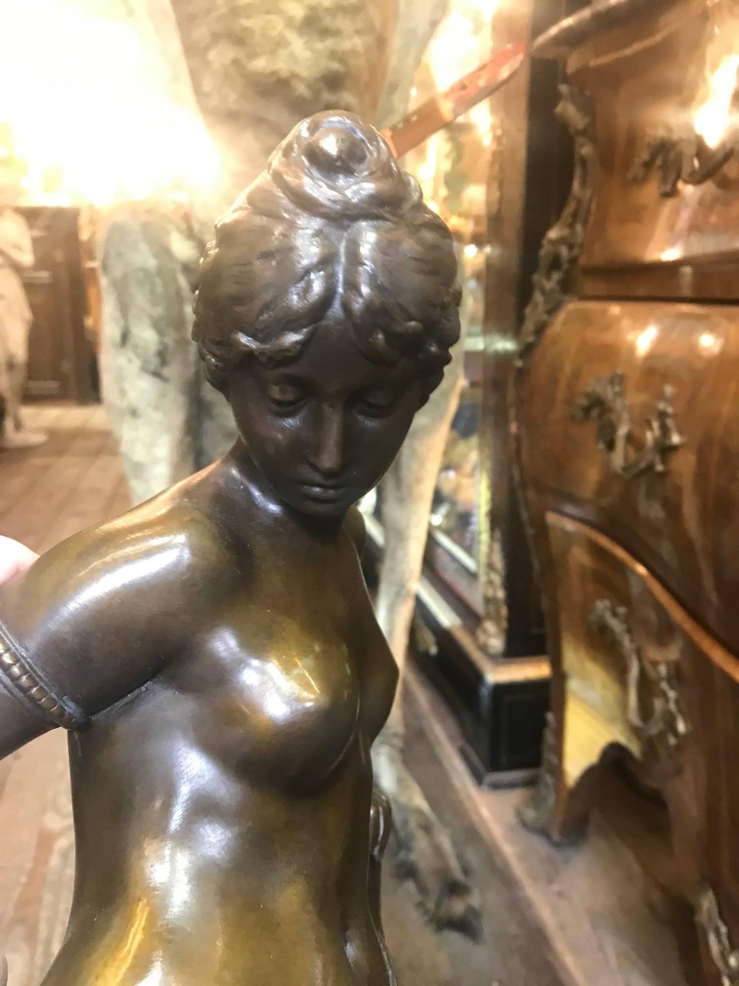 Semi Nude 19th Century Bronze Statue of a Woman In Excellent Condition In London, GB