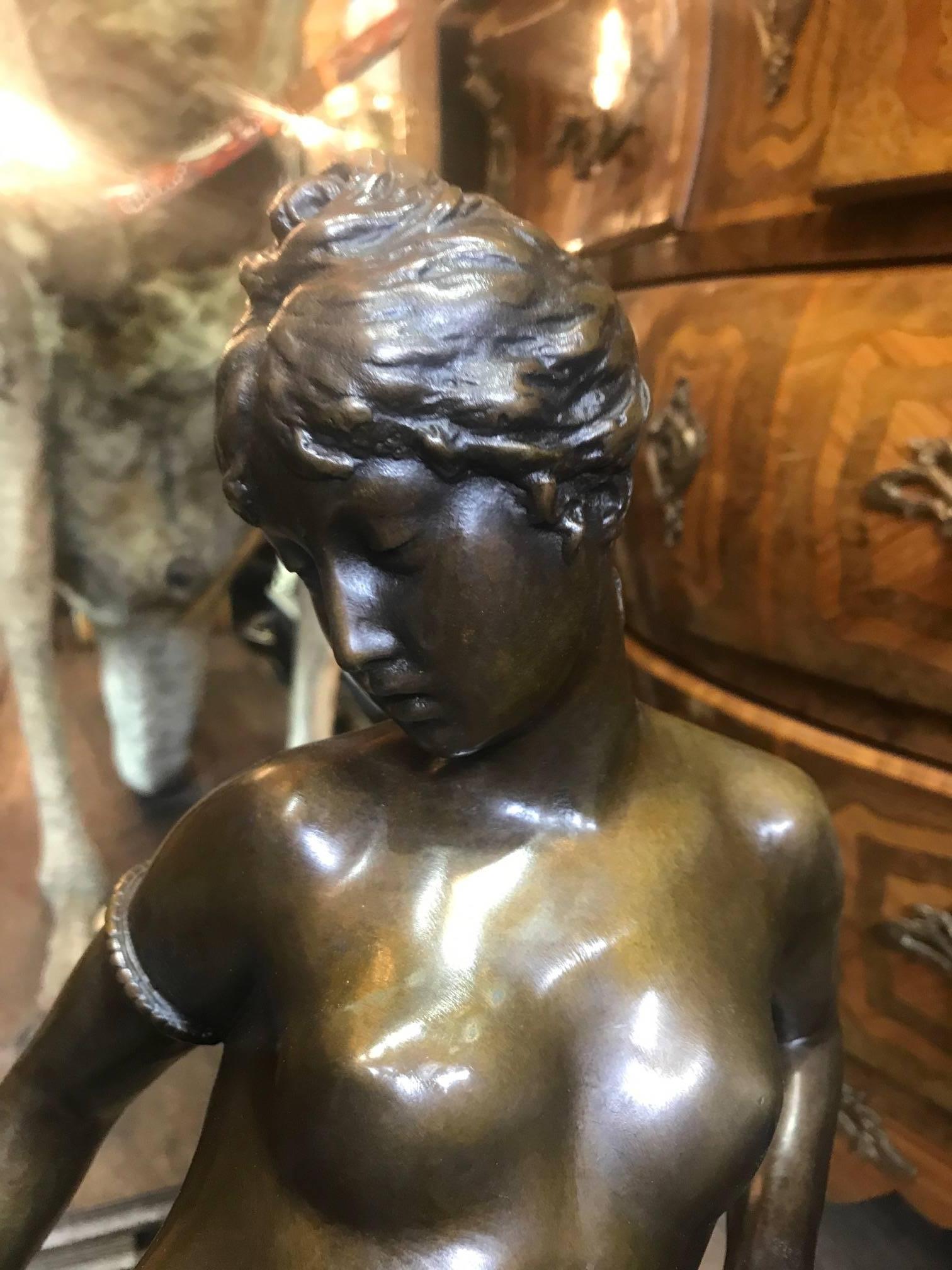 Semi Nude 19th Century Bronze Statue of a Woman 1