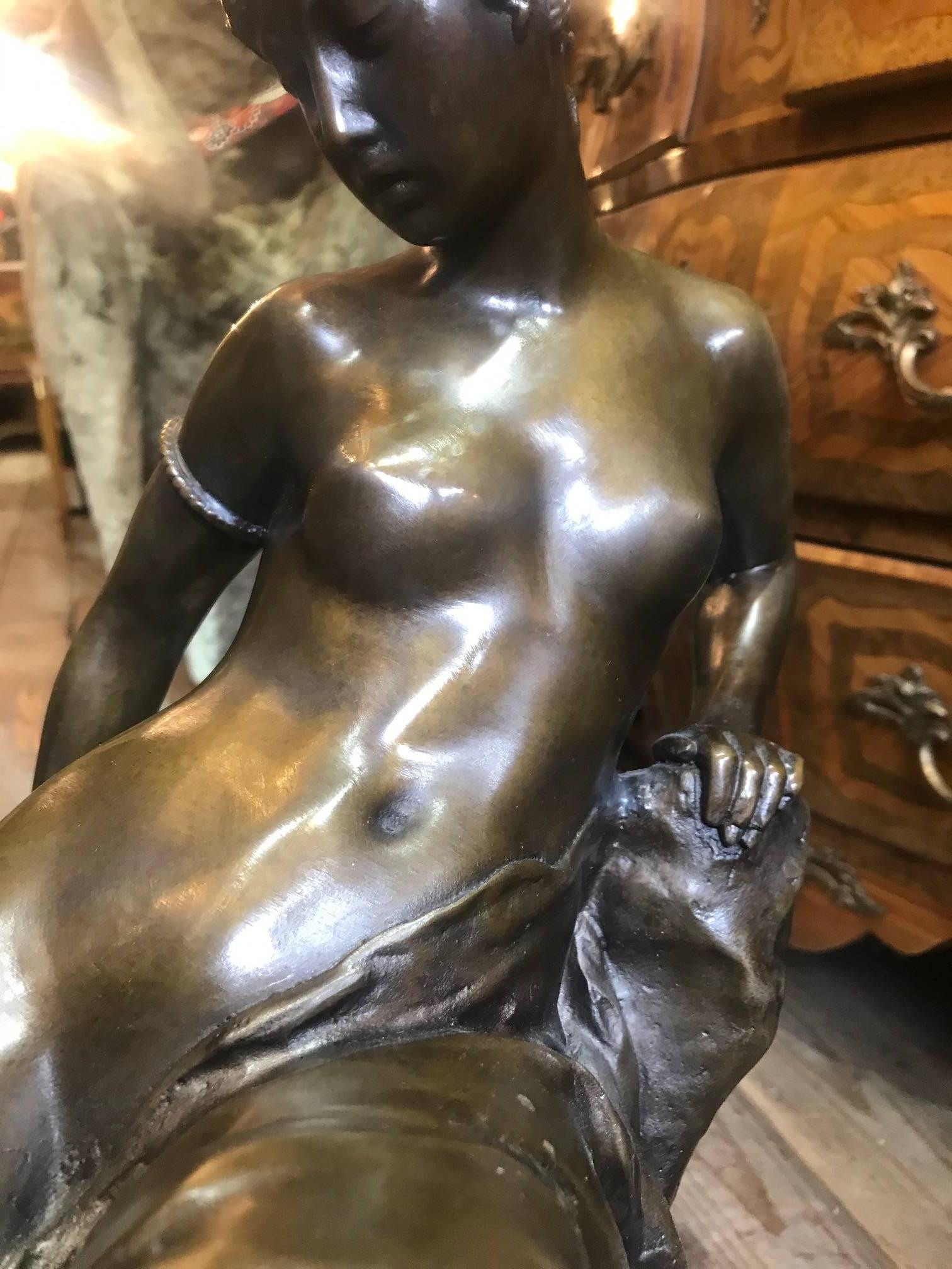 Semi Nude 19th Century Bronze Statue of a Woman 2