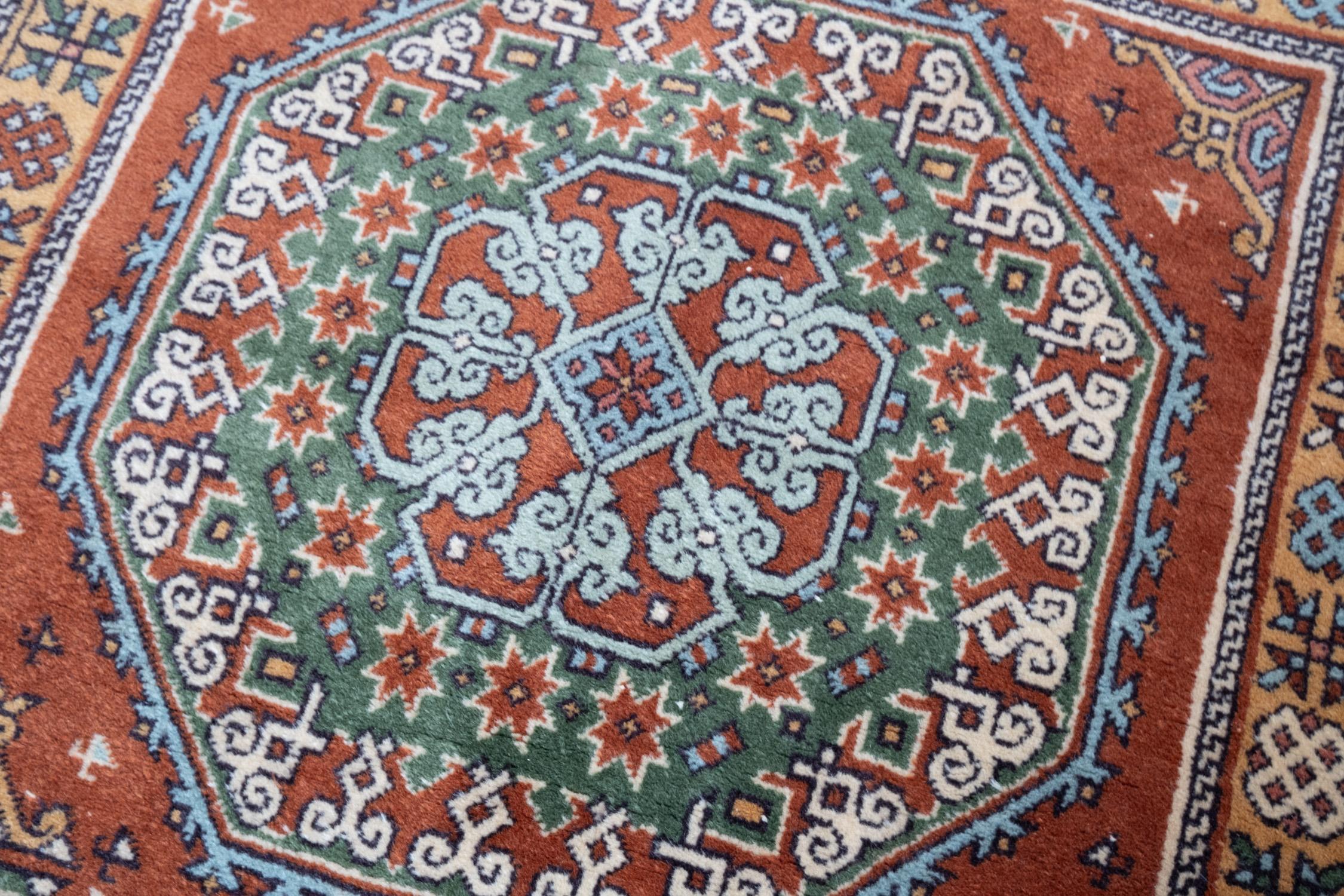 Hand-Knotted Semi Old Village Rug Wool Hand Knotted Konya Central Anatolian Turkish Carpet