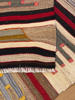 Semi Old Vintage Handwoven Wool Mut Kilim Central Anatolian Rug Turkish Carpet