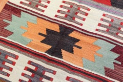 Semi Old Vintage Handwoven Wool Mut Kilim Central Anatolian Rug Turkish Carpet