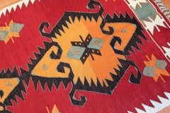 Semi Old Vintage Handwoven Wool Mut Kilim Central Anatolian Rug Turkish Carpet