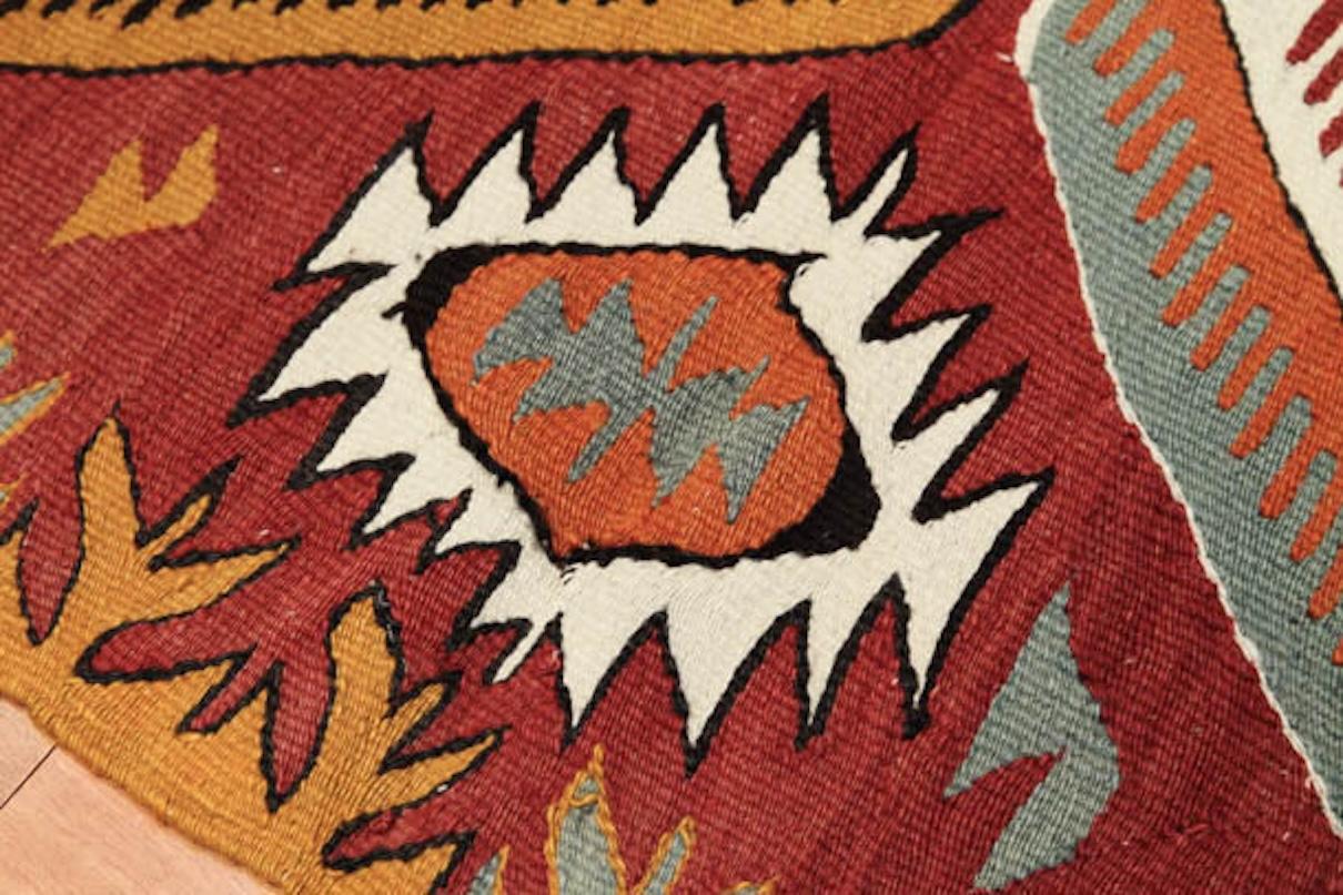 Semi Old Vintage Alfombra Tejida a Mano de Lana Mut Kilim Anatolia Central Alfombra Turca en Bueno estado para la venta en Tokyo, JP