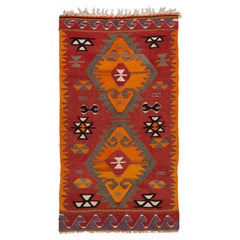 Semi Old Vintage Handwoven Wool Mut Kilim Central Anatolian Rug Turkish Carpet