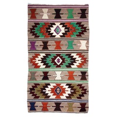Tappeto turco semi antico Vintage tessuto a mano in lana Rug & Kilim dell'Anatolia centrale
