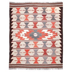 Semi Old Vintage Alfombra Tejida a Mano de Lana Mut Kilim Anatolia Central Alfombra Turca