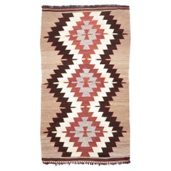 Semi Old Vintage Alfombra Tejida a Mano de Lana Mut Kilim Anatolia Central Alfombra Turca