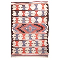 Semi Old Vintage Alfombra Tejida a Mano de Lana Mut Kilim Anatolia Central Alfombra Turca