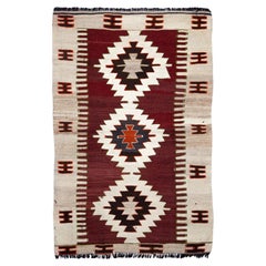 Semi Old Vintage Alfombra Tejida a Mano de Lana Mut Kilim Anatolia Central Alfombra Turca