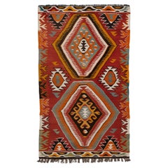 Semi Old Vintage Handwoven Wool Mut Kilim Central Anatolian Rug Turkish Carpet