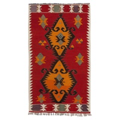 Tappeto turco semi antico Vintage tessuto a mano in lana Rug & Kilim dell'Anatolia centrale