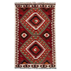 Semi Old Vintage Handwoven Wool Mut Kilim Central Anatolian Rug Turkish Carpet