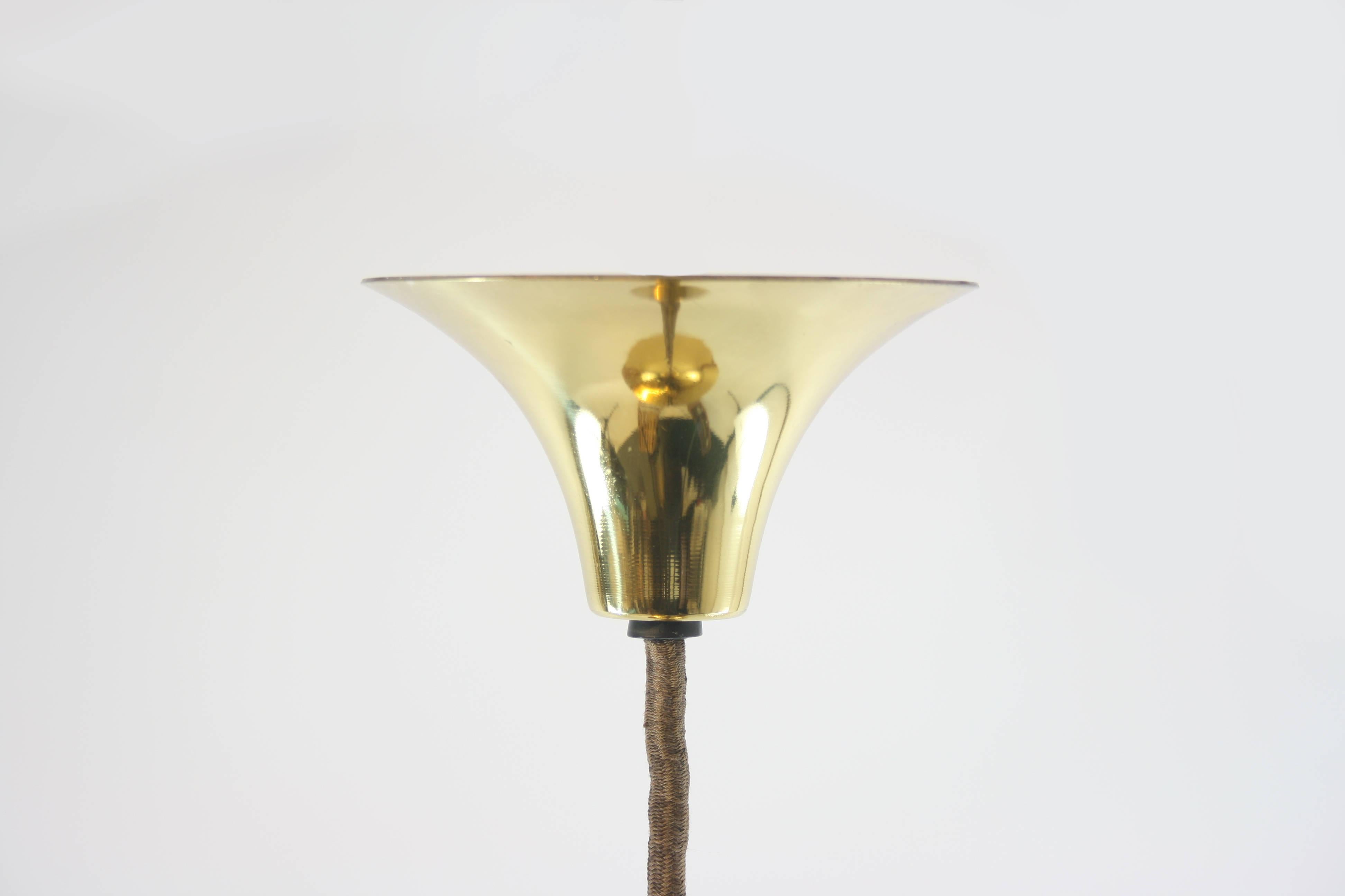 Mid-20th Century Semi Pendant Lamp by Fog&Morup, brass, gold, Denmark Design For Sale