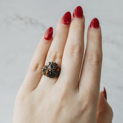 Semi-Precious Gemstone and Blue Sapphire Thai Princess Ring