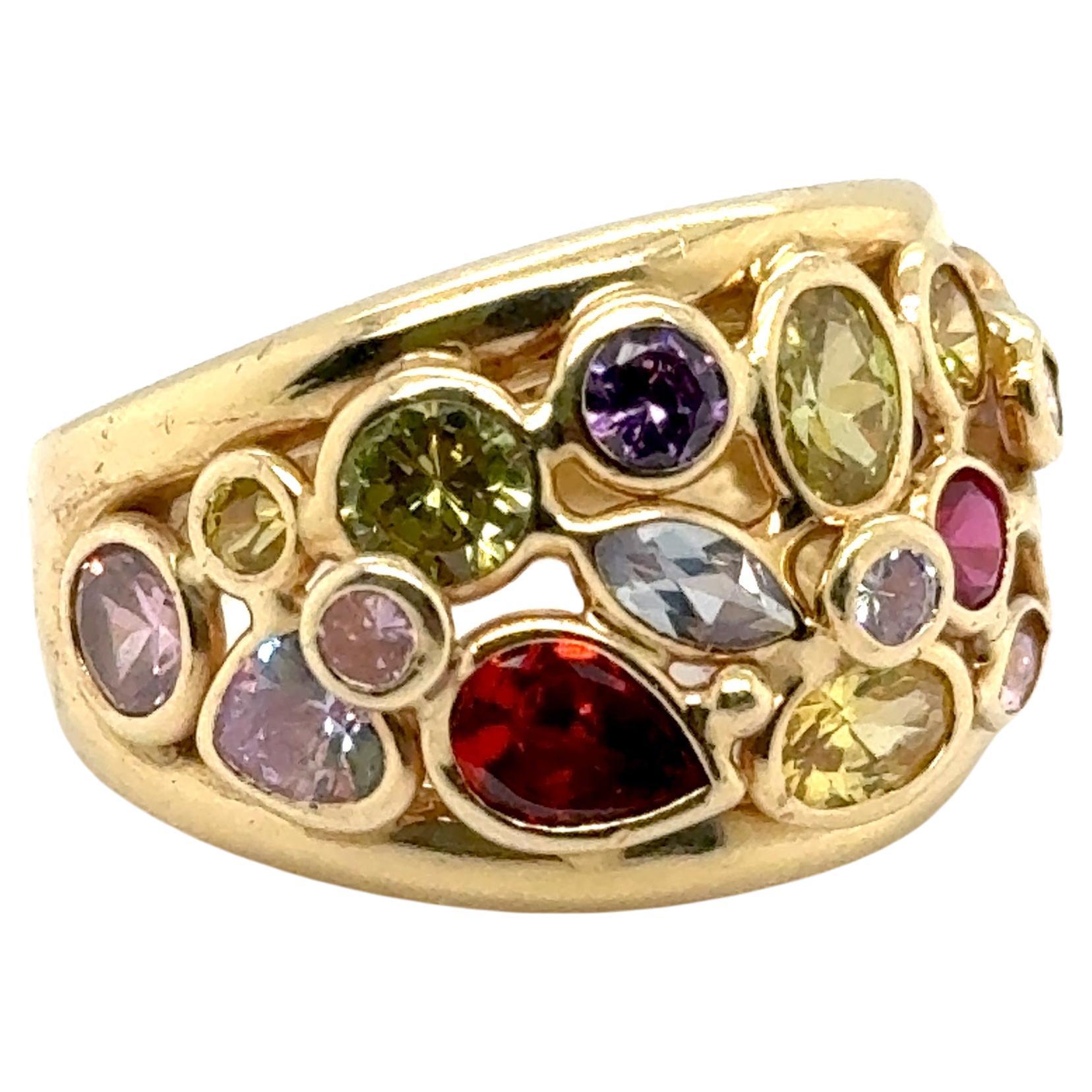 Halbedelstein Bombe Ring 14k Gelbgold Italienisch gemacht Damen