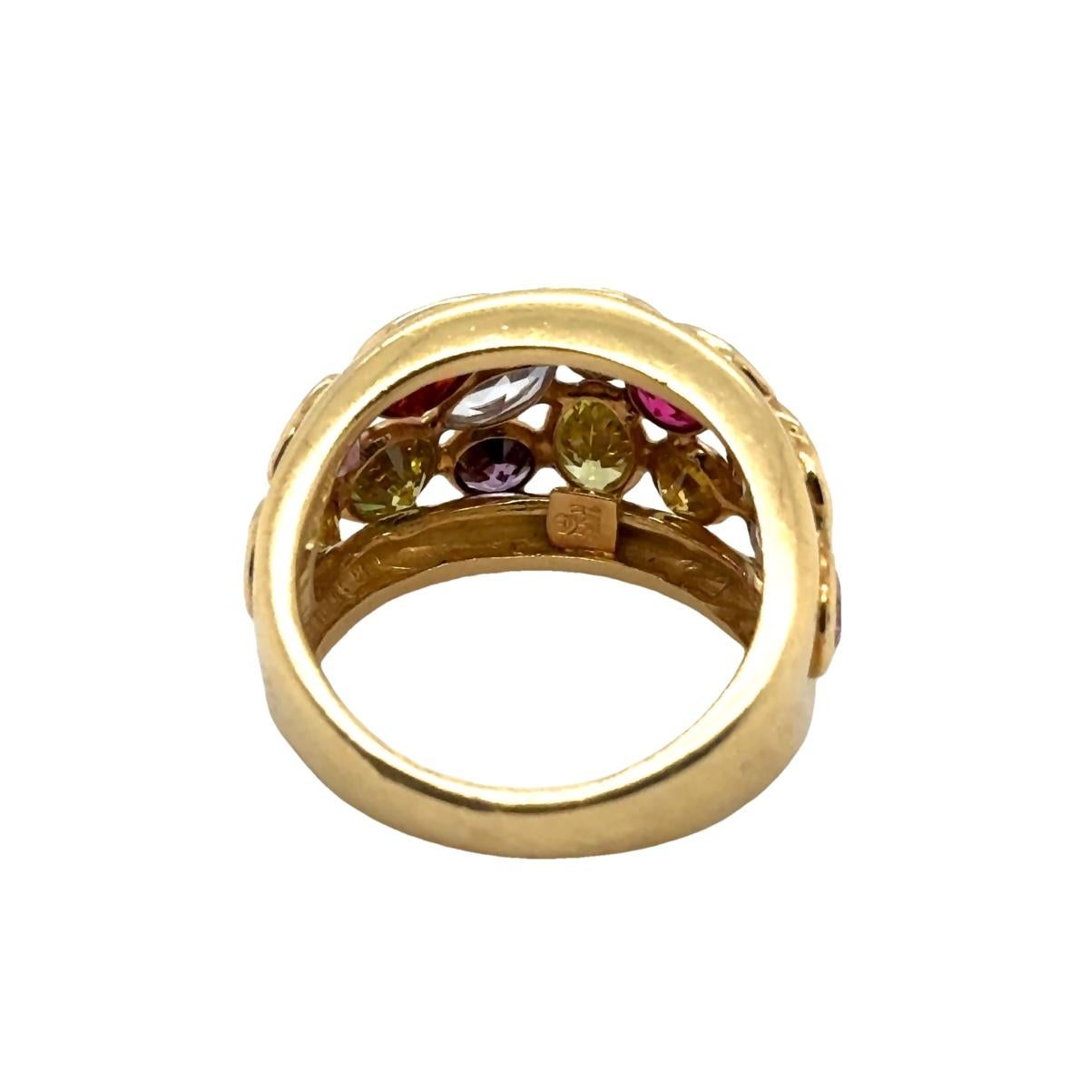 Halbedelstein Bombe Ring 14k Gelbgold Italienisch gemacht 2