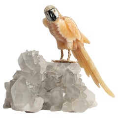 Pierre semi-précieuse Perroquet sur grappe de quartz rocheux 2496