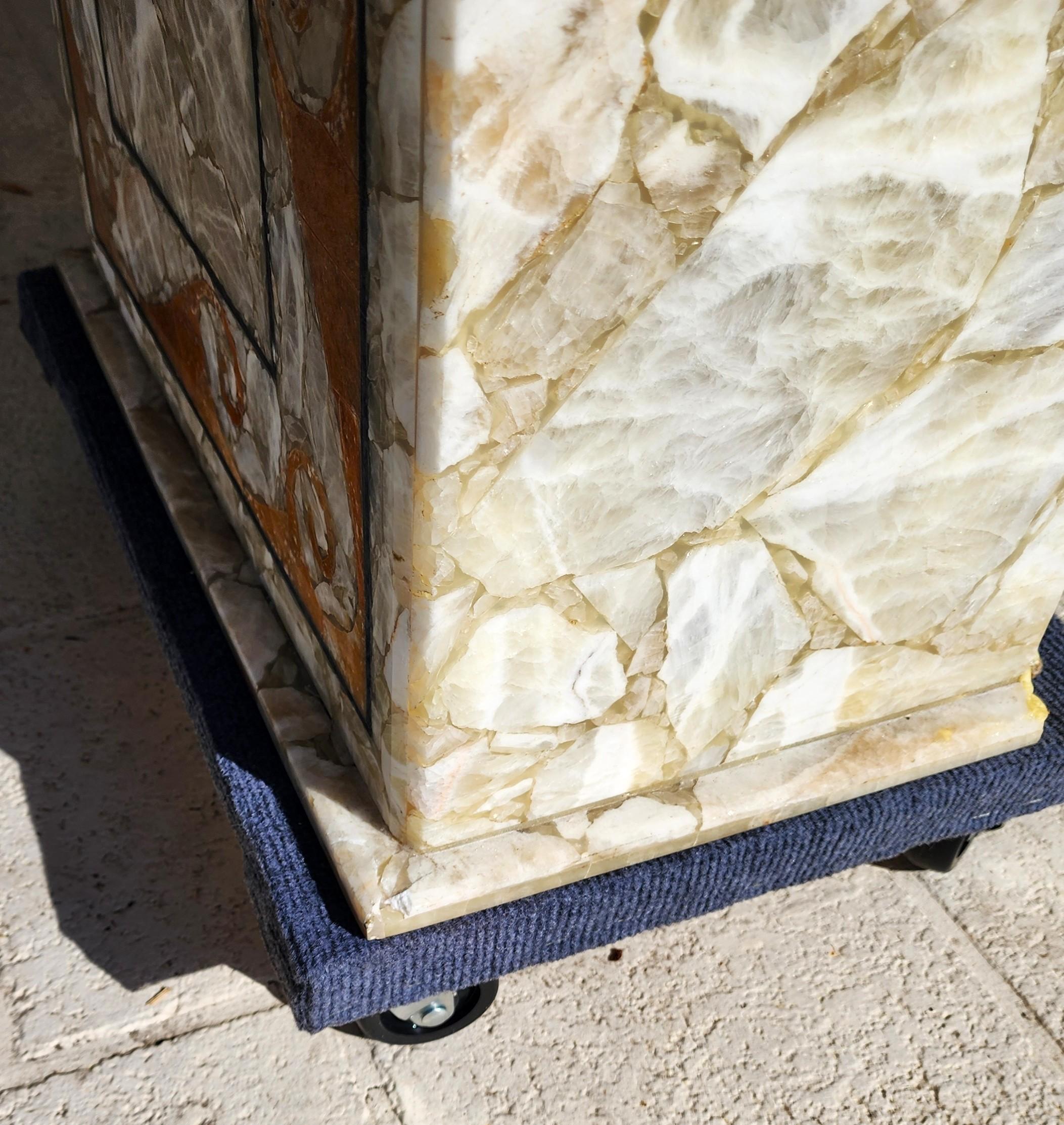 Semi Precious Stone Dining Table Inlaid Orcas Fish Custom Made For Sale 9