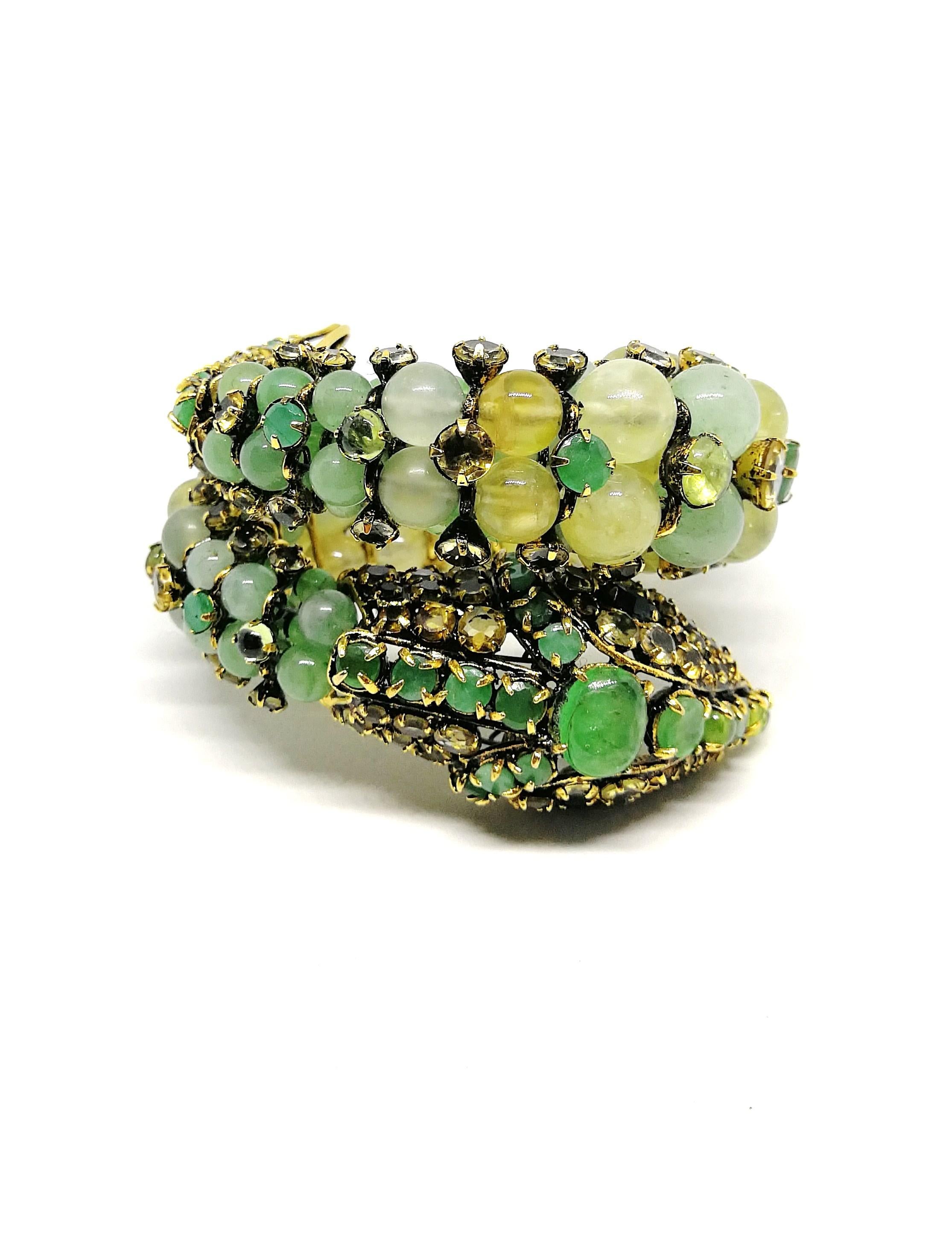 Semi precious stones and paste large  'snake' bracelet, Iradj Moini, USA, 2000s In Excellent Condition In Greyabbey, County Down