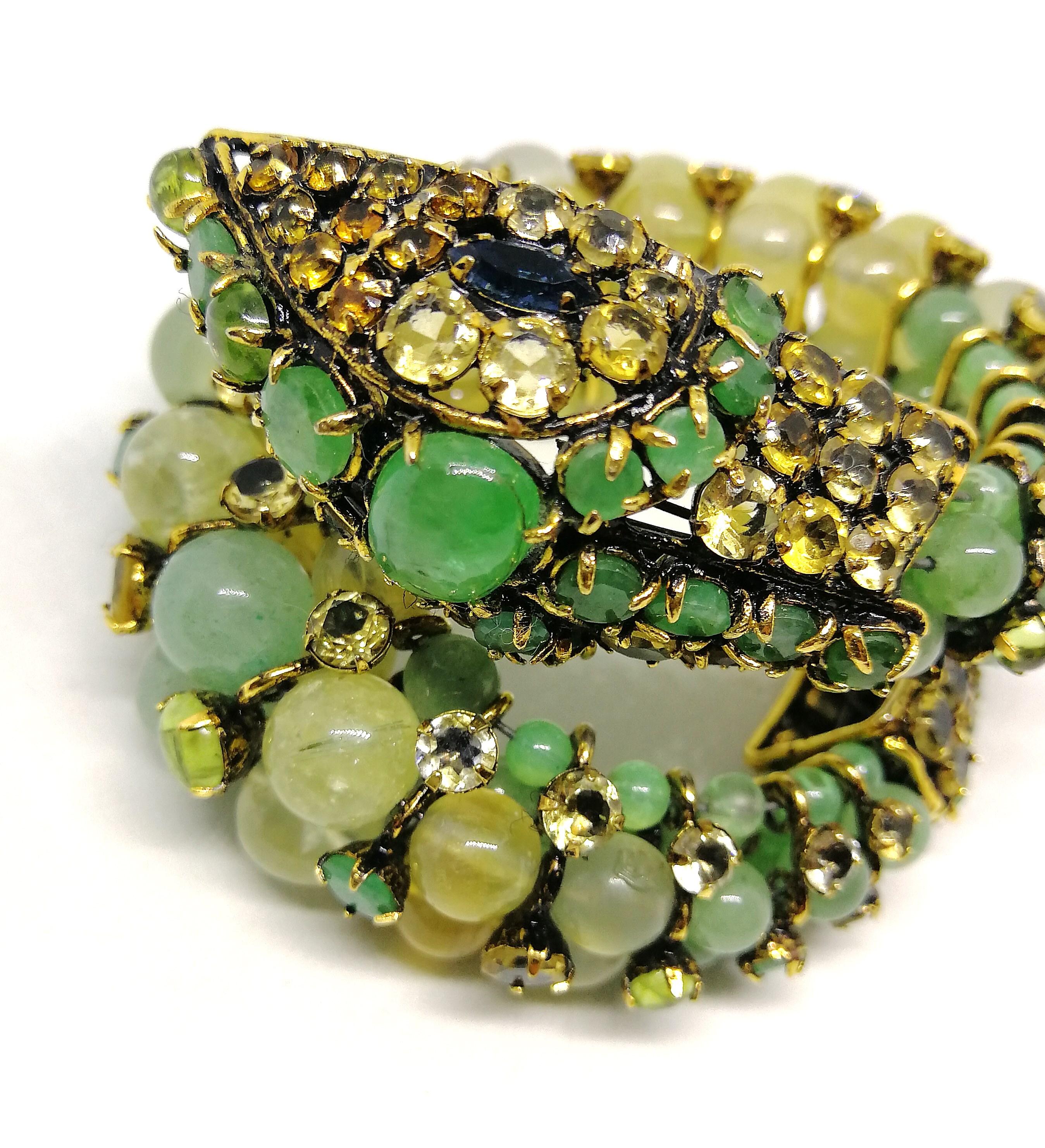 Semi precious stones and paste large  'snake' bracelet, Iradj Moini, USA, 2000s 3