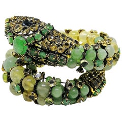 Vintage Semi precious stones and paste large  'snake' bracelet, Iradj Moini, USA, 2000s