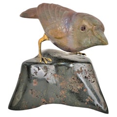 Vintage Semi Precious Stones Hand Carved Bird Sculpture
