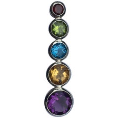 Semi Precious Stones Pendant set In Sterling Silver