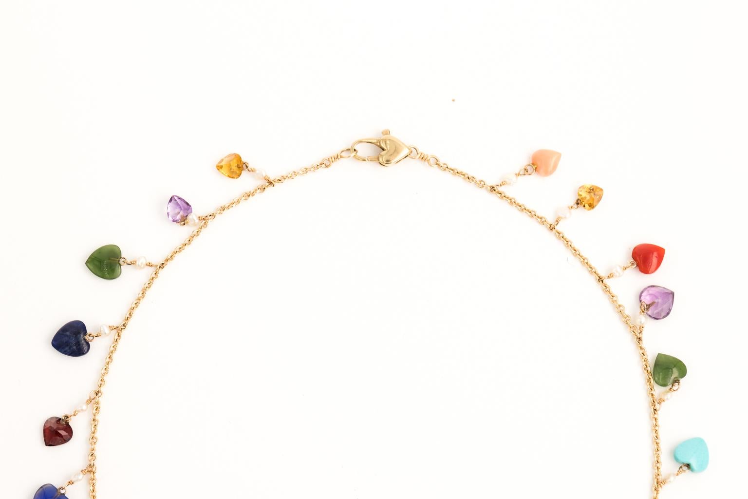 Women's Semi-Previous Stone Heart Necklace For Sale