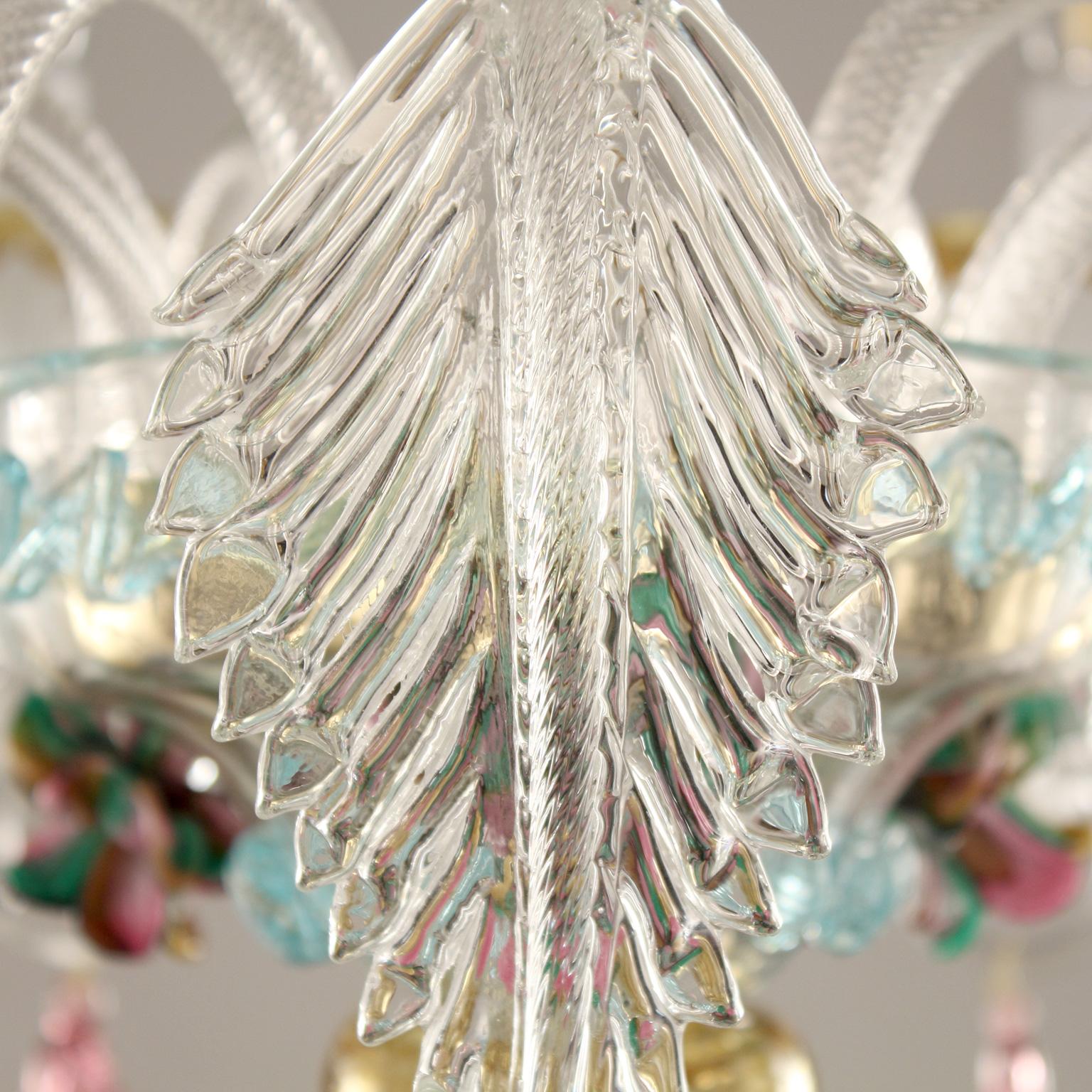 Contemporary Semi Rezzonico Chandelier 12arms Crystal Glass multicolour Details by Multiforme For Sale