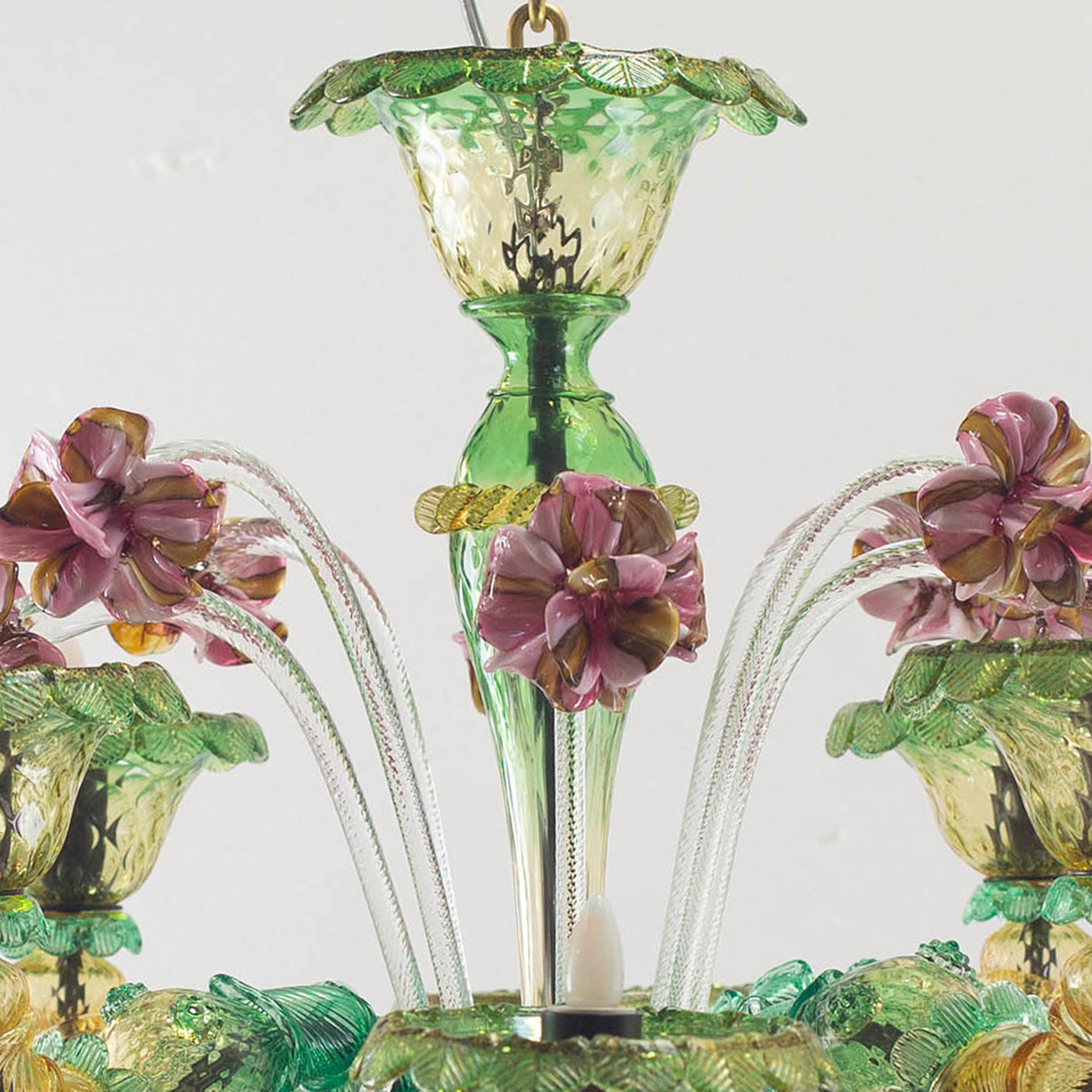 Lampadario Semi-Rezzonico 8Armi ambra, verde, colori in vetro di Murano di Multiforme in vendita 1