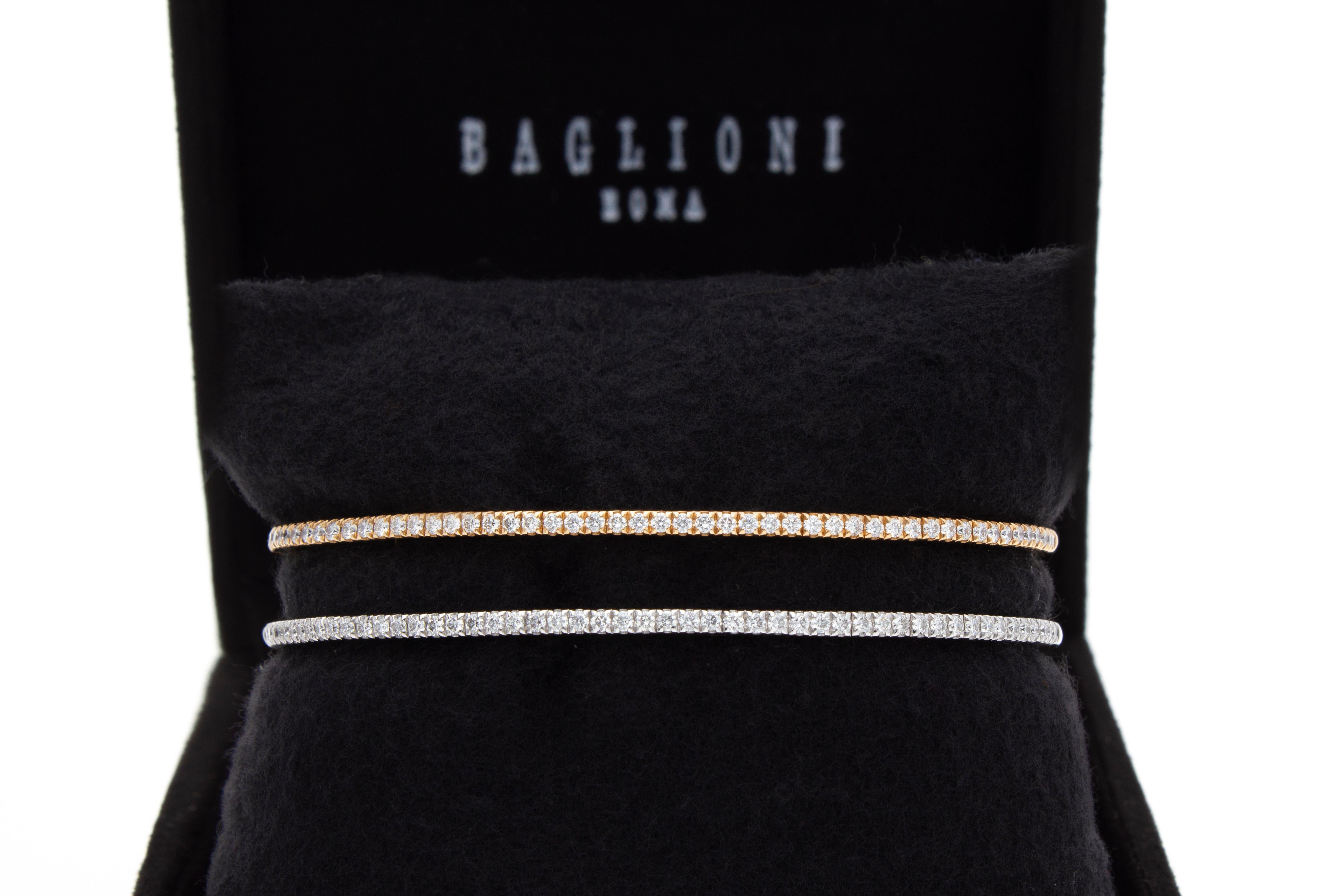 Semi-rigid bracelet with a row of 0.64 ct of Diamonds. For Sale 4