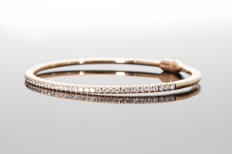 Semi-rigid bracelet with a row of 0.75 ct of Diamonds. Gold 18 Kt. Made in  Italy For Sale at 1stDibs