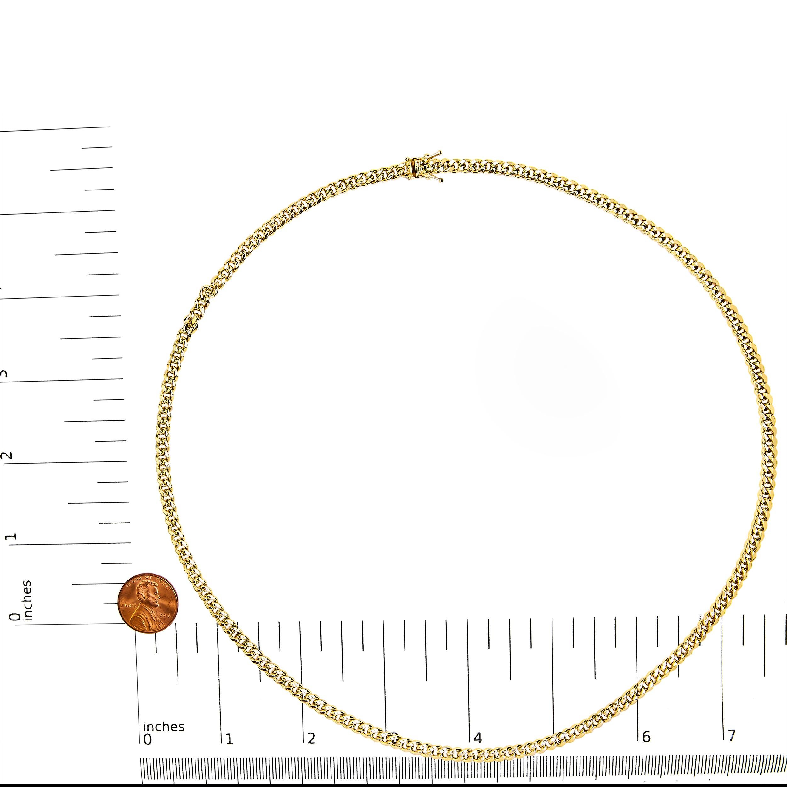 Semi-Solid 14K Yellow Gold 4.5mm Miami Cuban Chain Necklace - 22 Inches For Sale 1