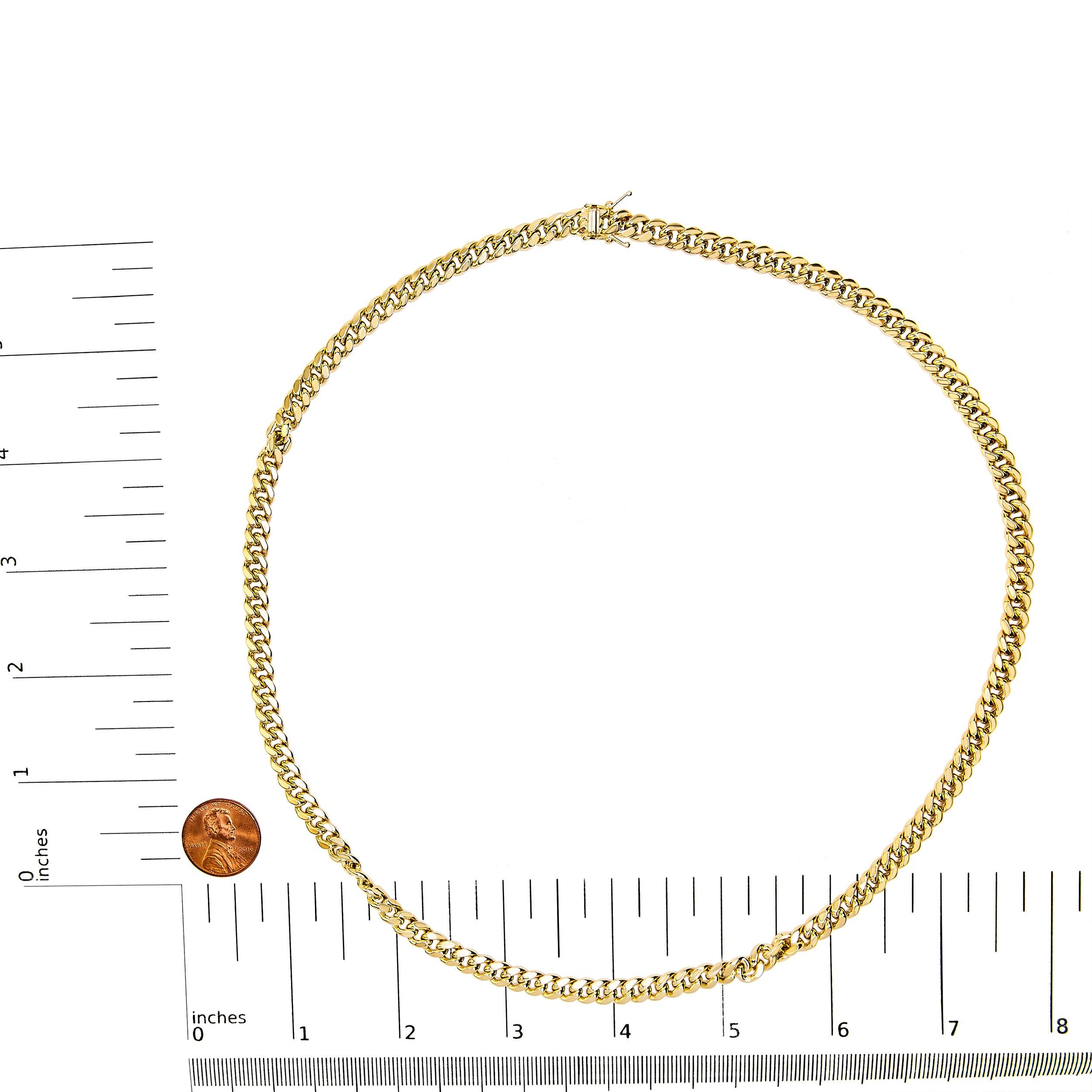 Semi-Solid 14K Yellow Gold 6.1mm Classic Miami Cuban Chain Necklace - 22 Inches In New Condition For Sale In New York, NY