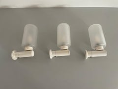 Set di 3 lampade in vetro semitrasparente e metallo bianco, anni '60, Germania
