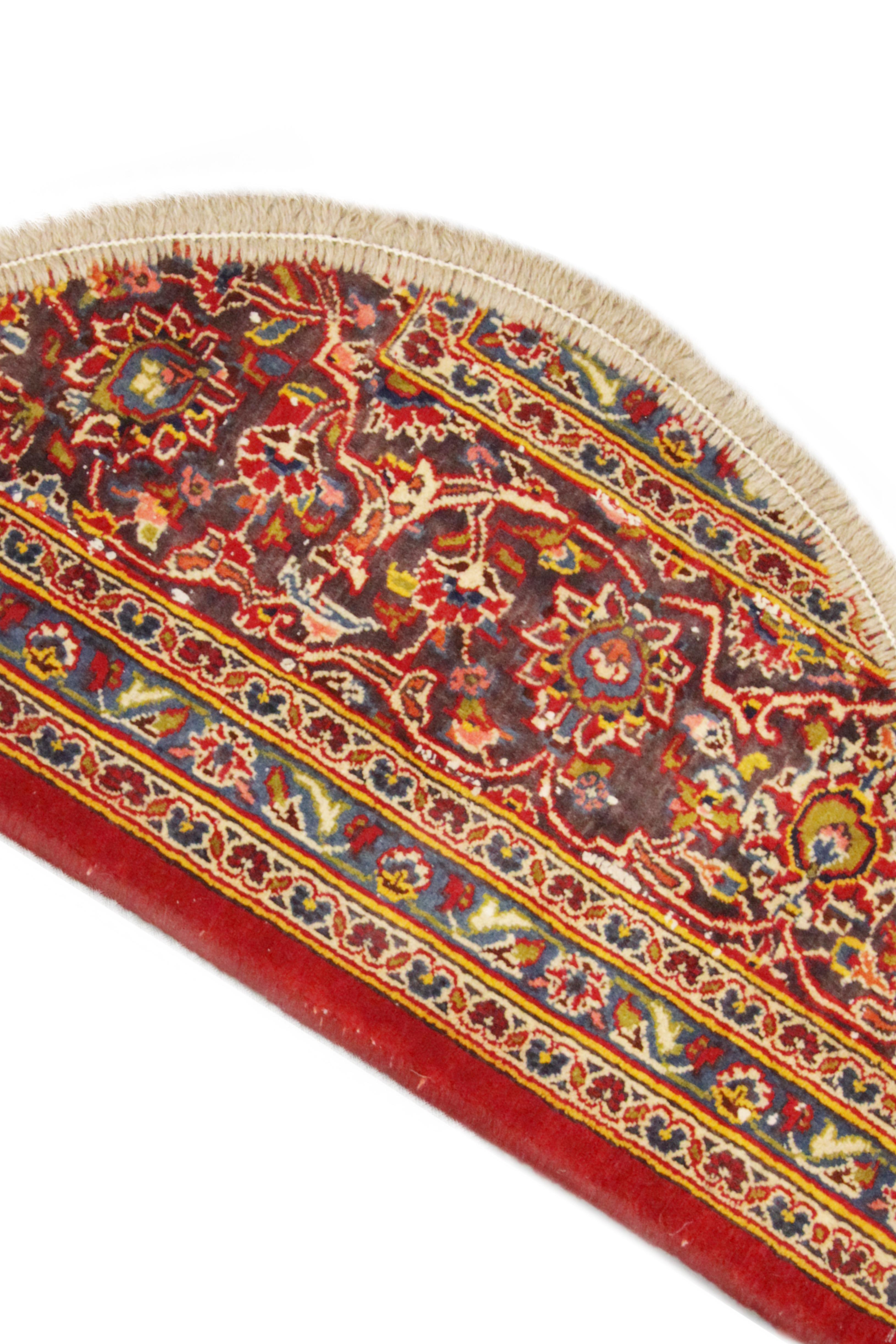 Baroque Semicircle Oriental Rug for Interior Door Way, Handmade Carpet Entrance Mat