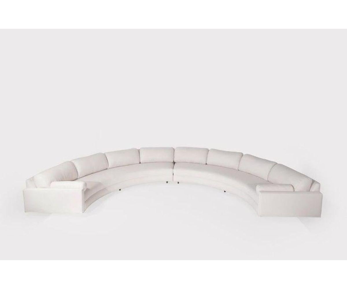Mid-Century Modern Semi-Circular Sectional by Adrian Pearsall for Craft Associates, a remarkable piece that beautifully captures the essence of mid-century design. Meticulously restored by Stamford Modern, this sectional has been brought back to